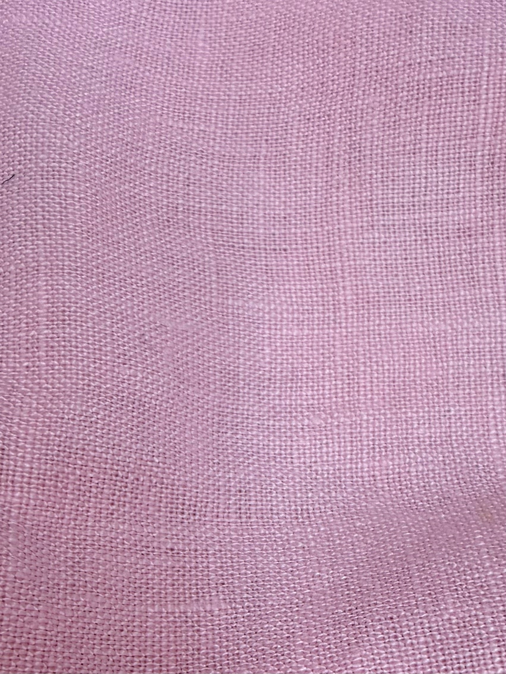 Pink fabric swatch: "Pink deadstock linen fabric swatch — Naseby top colourway, Lohi Linen Central Otago"