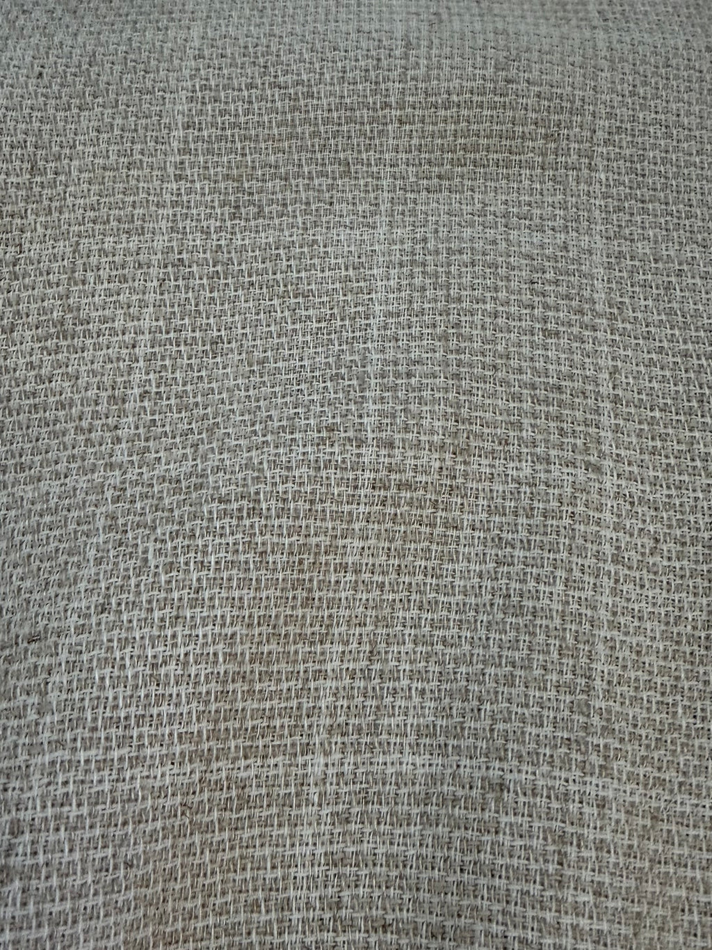 Fabric swatch: "Natural oat linen fabric swatch — 100% linen used in the Patearoa shirt by Lohi Linen, handmade in Central Otago, New Zealand"