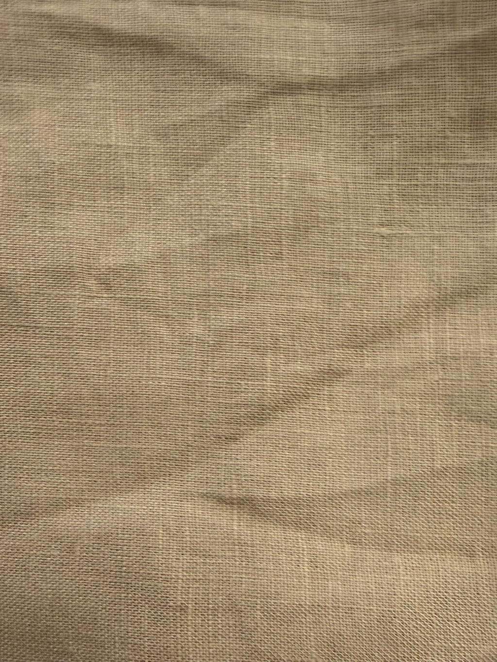 Tan fabric swatch: "Tan deadstock linen fabric swatch — Mt Buster pants colourway, Lohi Linen Central Otago"
