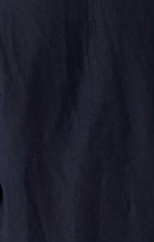 Navy fabric swatch: "Midnight navy deadstock linen fabric swatch — Hawkdun top colourway, Lohi Linen Central Otago"